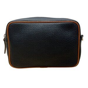 Dooney & Bourke Black Pebbled Leather Tan Trim & Adjustable Strap Crossbody Bag